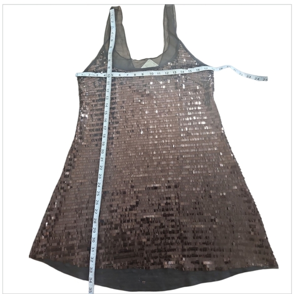 NWT Free People Woman's Dress Slip A- line Sequin Mini Brown Sz L - Picture 11 of 12